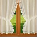 Large pair of trimmed curtain in ecru