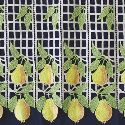 Lace kitchen curtain with pears