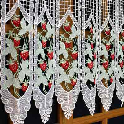 Strawberries macrame lace curtain