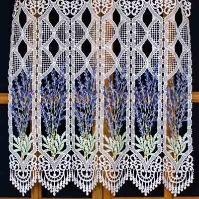 Lavender macrame lace curtain
