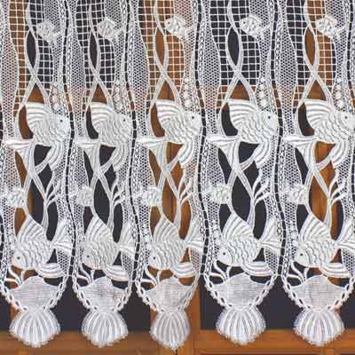 Fish macrame lace curtain