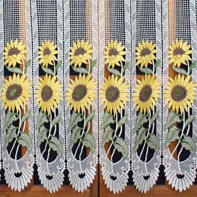 Sunflower macrame cafe curtain