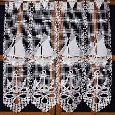 Sailboat macramé lace curtain