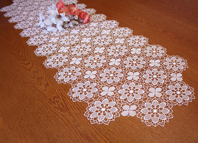 Amaryllis lace table runner