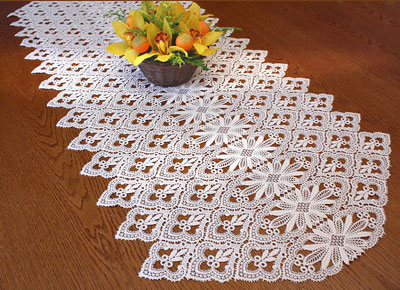 Traditional macrame lace table runner