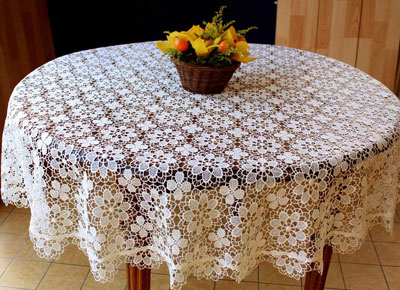 Oval custom made macrame lace tablecloth