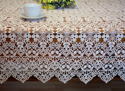 Custom made rectangular macrame lace tablecloth