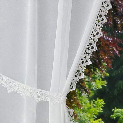 White tradition lace trimmed curtain