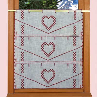 Small width heart embroidered curtain