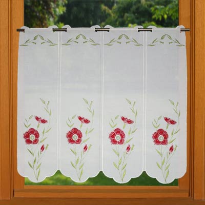 Poppy embroidered cafe curtain