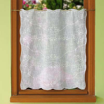 Yardage look linen embroidered curtain