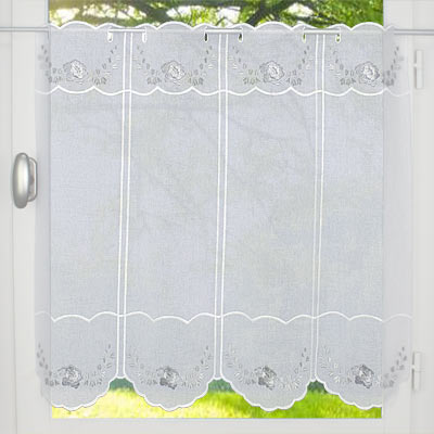 Grey embroidered cafe curtain