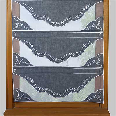 Grey embroidered window curtain