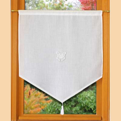 Pointed custom made linen curtain