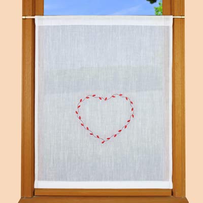 Heart embroidered window curtain