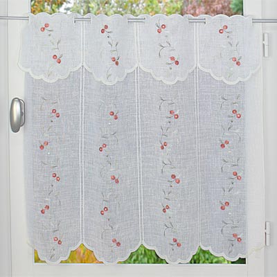 Small roses embroidered cafe curtain