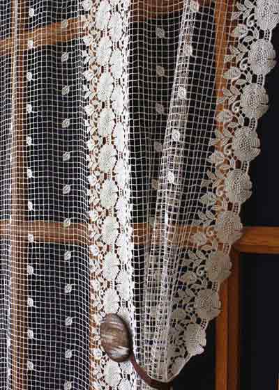 Custom made lea macrame lace curtain