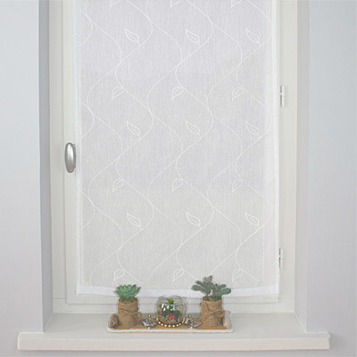 White embroidered window sheer