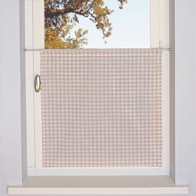 Cream gingham window curtain