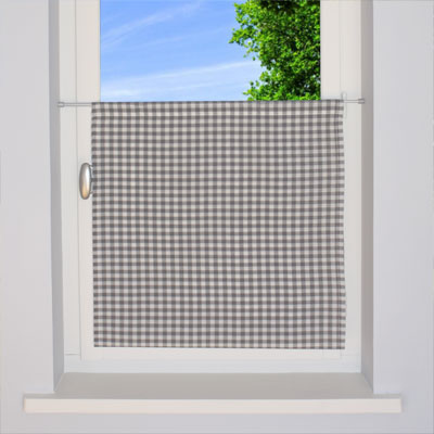 Grey gingham window curtain
