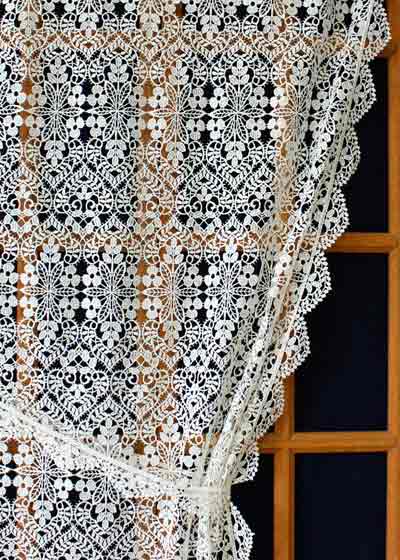 Custom made macrame lace curtain