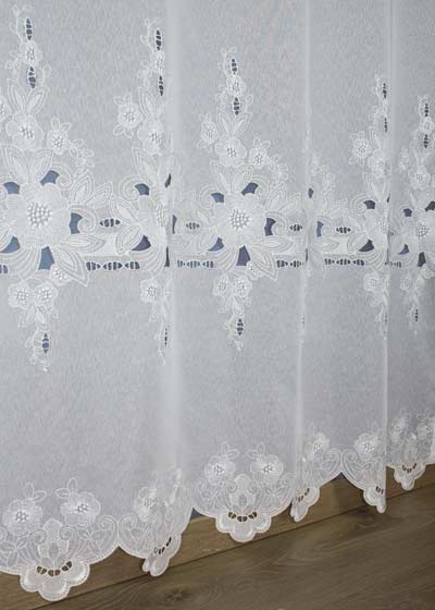 Yardage embroidered white sheer curtain