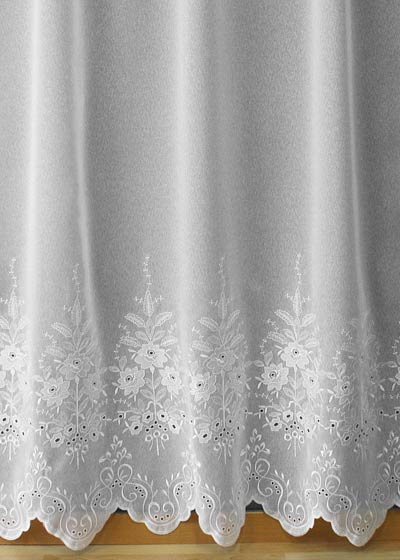 White embroidered  sheer curtain Fleurs
