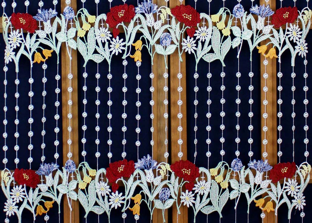 Color macrame lace curtain