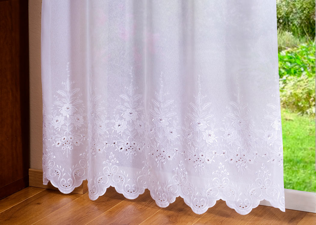 Embroidered sheer curtain