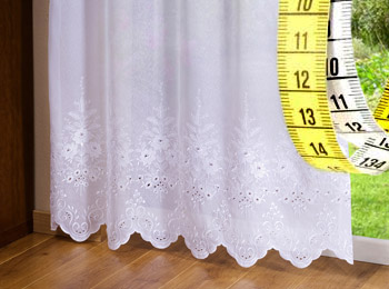 Sheer curtain, voile and tie back lace curtain measuring guide