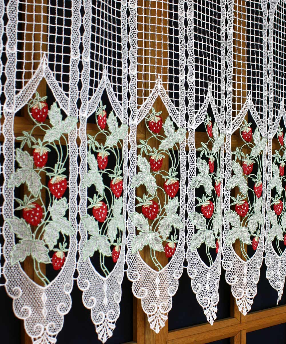 strawberries lace curtain