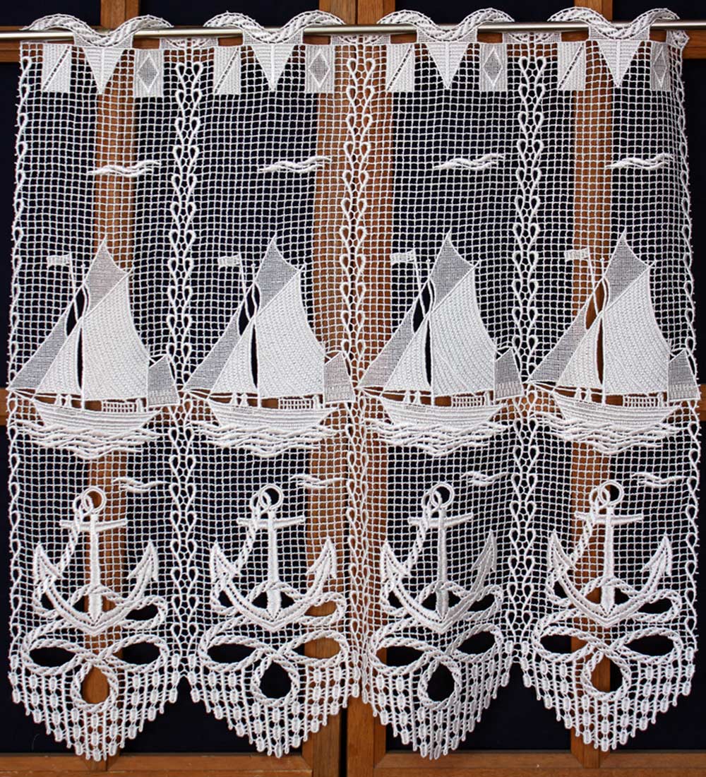 sailing ship lace curtain in 24 inches 