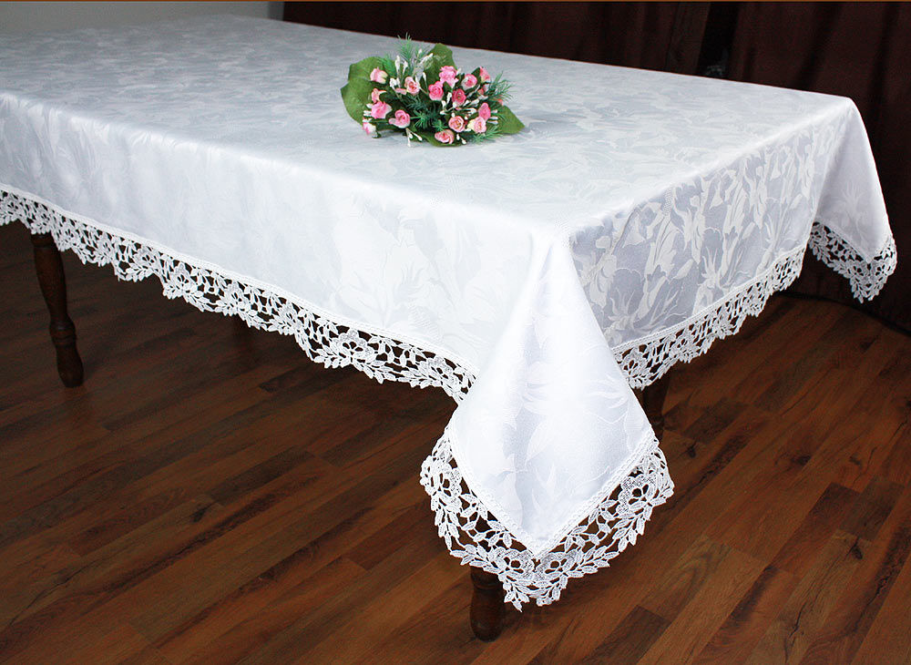 Lace Tablecloth &quot;Laurier&quot; in natural white
