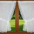 Pair ivy macrame trimmed curtain