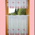 red flower gingham curtain