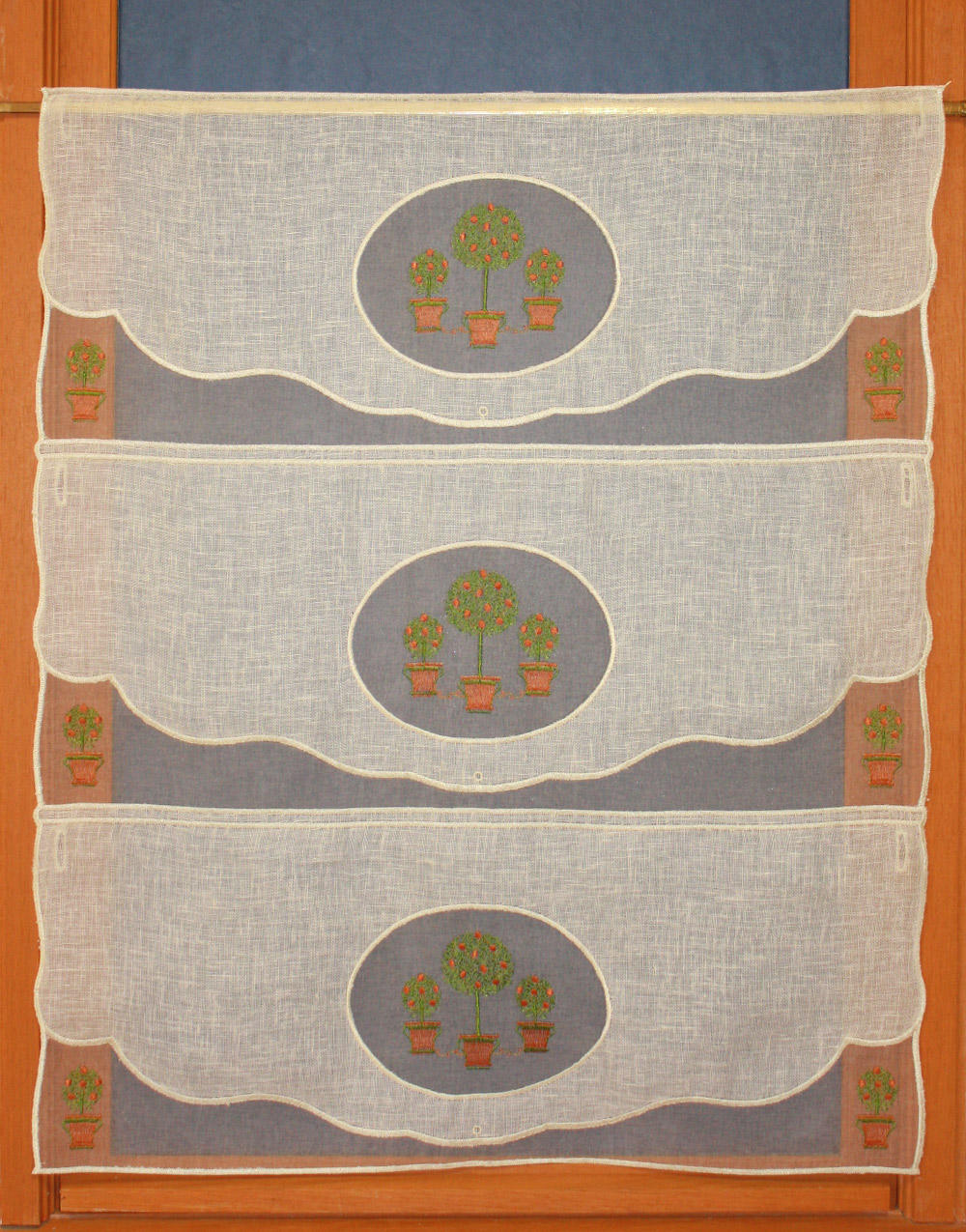 Orange tree embroidered curtain 28.8 inc height