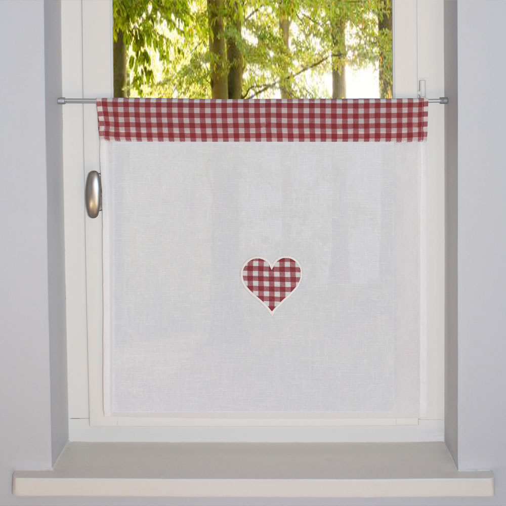 French heart gingham kitchen curtain