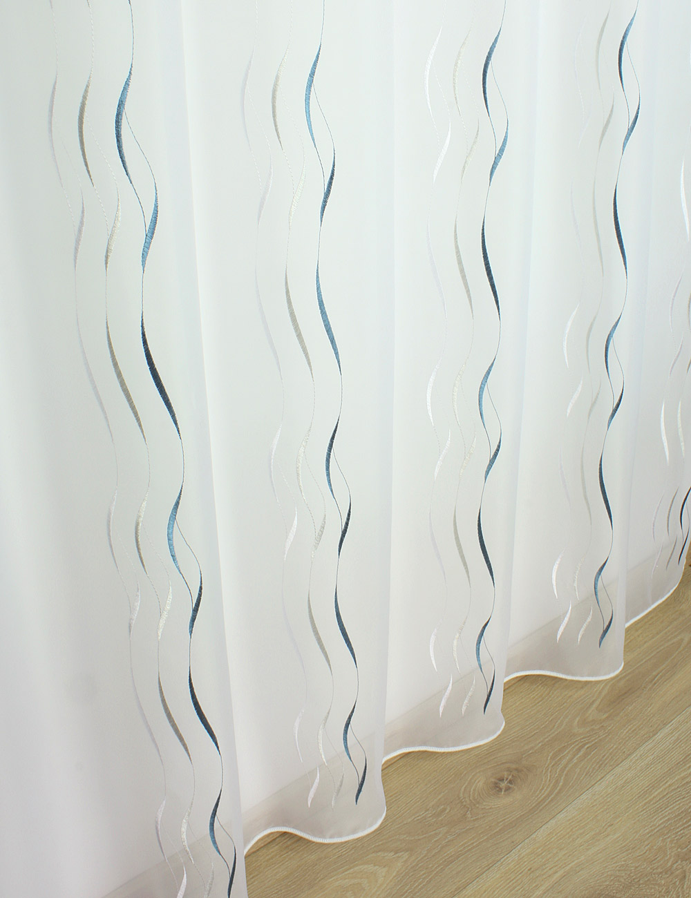 Blue embroidery sheer curtain