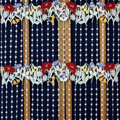 Colored flowery field lace curtain