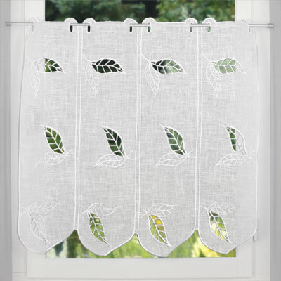 White leaves trendy cafe curtain