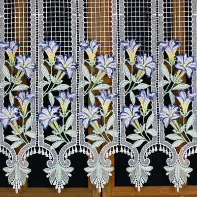 Colored gentian lace curtain