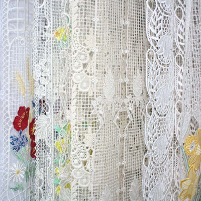 Complete range of macrame lace cafe curtain
