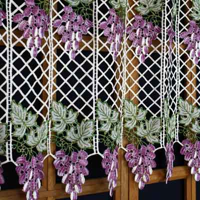 colored grape lace curtain