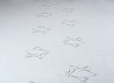 Ecru Pure linen embroidered tablecloth
