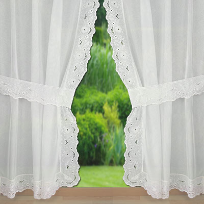 Large lace trimmed curtain Helena