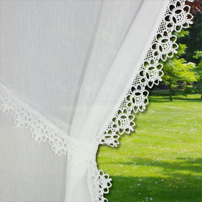 Custom made trimmed lace curtain