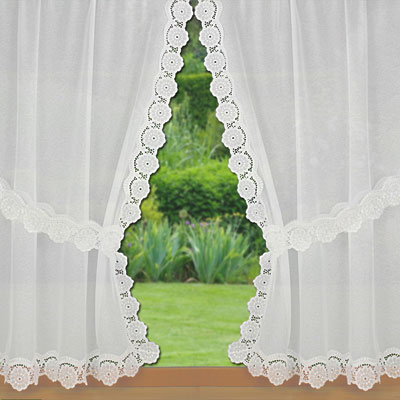 Lace wavy trimmed curtain