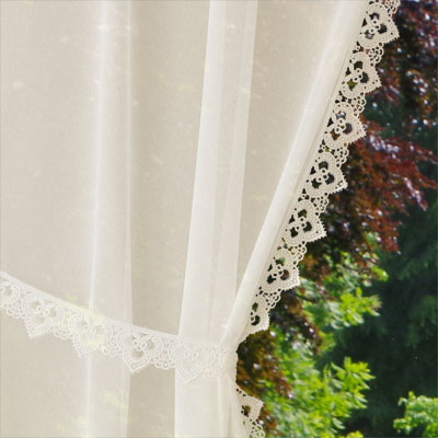 Ecru tradition lace trimmed curtain