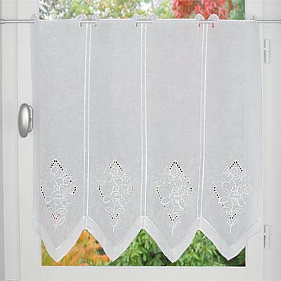 White embroidered cafe curtain Anna