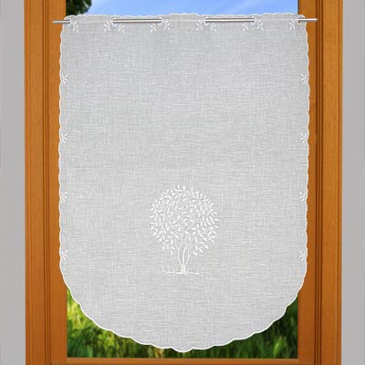 Privacy curtain with embroidered tree